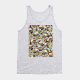 RAVENS,CICADAS,YELLOW WHITE THISTLES WITH GREEN LEAVES Art Nouveau Floral Pattern Tank Top